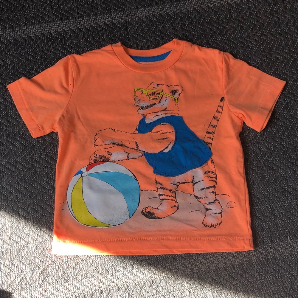 Joe Fresh bright Orange Tiger Graphic Tee with Blue Vest
